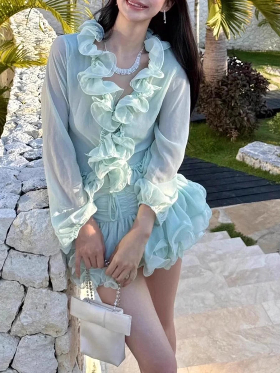 Mint Ruffle Two-Piece Set