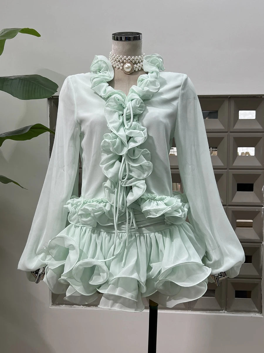 Mint Ruffle Two-Piece Set